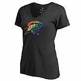 Women's Oklahoma City Thunder Fanatics Branded Black Team Pride Slim Fit V Neck T-Shirt FengYun,baseball caps,new era cap wholesale,wholesale hats